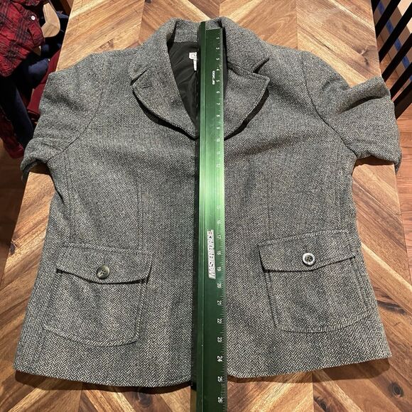 LL Bean Blazer Galway Jacket Herringbone Wool Silk Wool Blend‎ Button Up Large - Picture 5 of 10